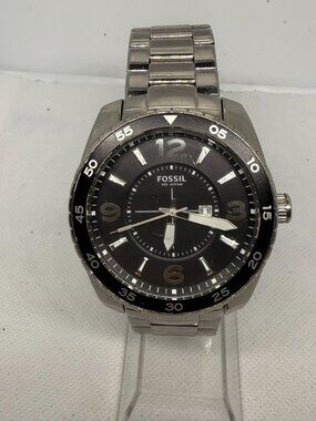 Fossil AM4237 Men's 45mm Stainless Steel Black Dial Analog Date Watch